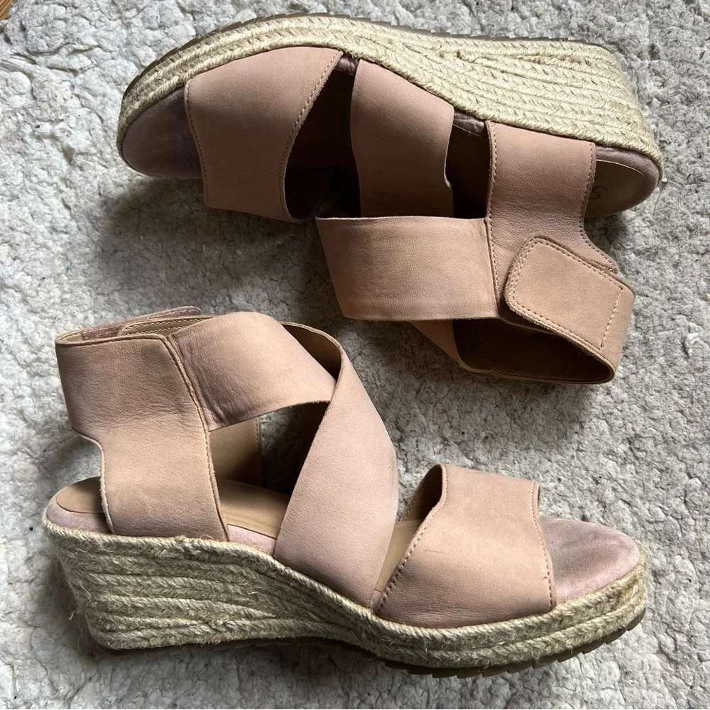SOUL Naturalizer Tan Leather Oshay Espadrille Wedge Sandal Size 11